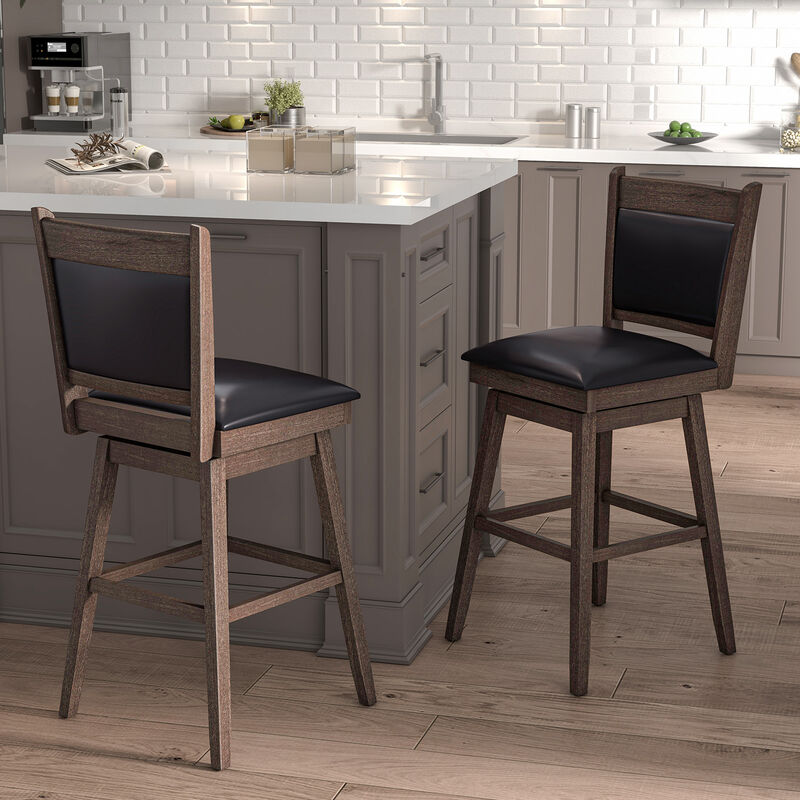Padded Bar Stools Set of 2 with Swivel Seat and Footrest