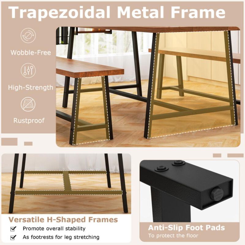 Hivvago Dining Table Set for 5-7 with 2-Bottle Wine Rack and Condiment Holder