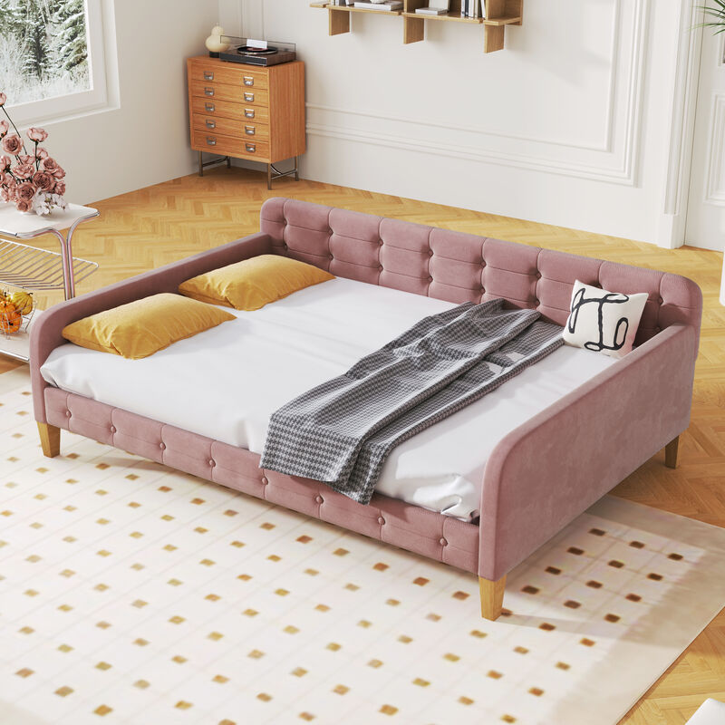 Merax Modern Upholstered Daybed with 4 Support Legs