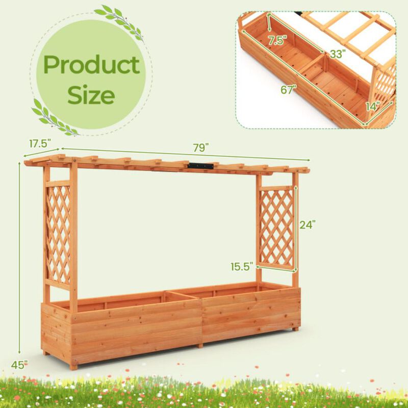 Hivvago Raised Garden Bed with Side Trellis Hanging Roof and Planter Box