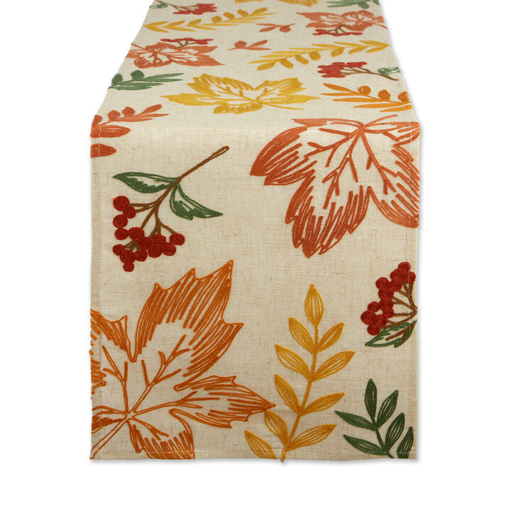 70" Beige and Orange Scattered Leaves Table Runner