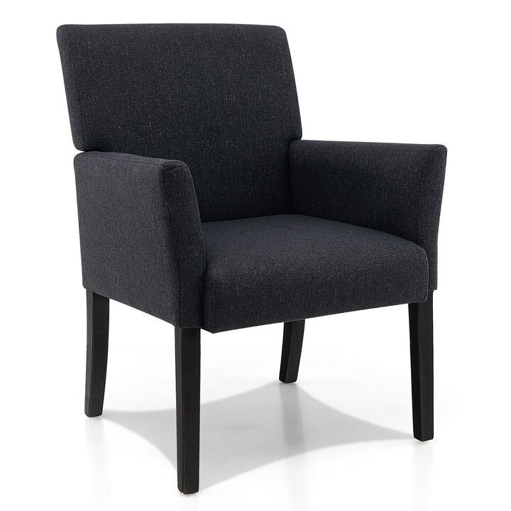 Fabric Upholstered Executive Guest Armchair with Rubber Wood Legs