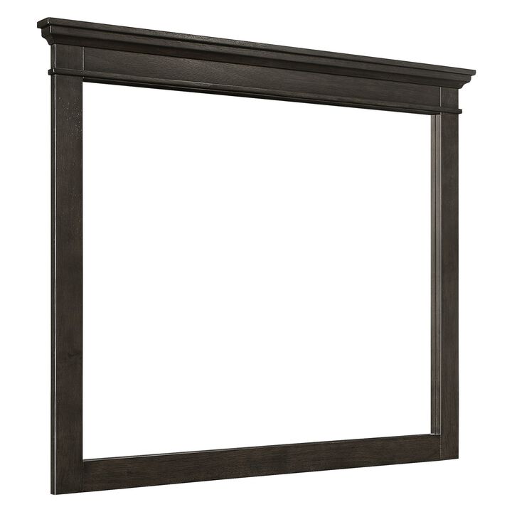 35 x 42 Inch Rectangular Wood Frame Dresser Mirror, Molded, Charcoal Gray - Benzara