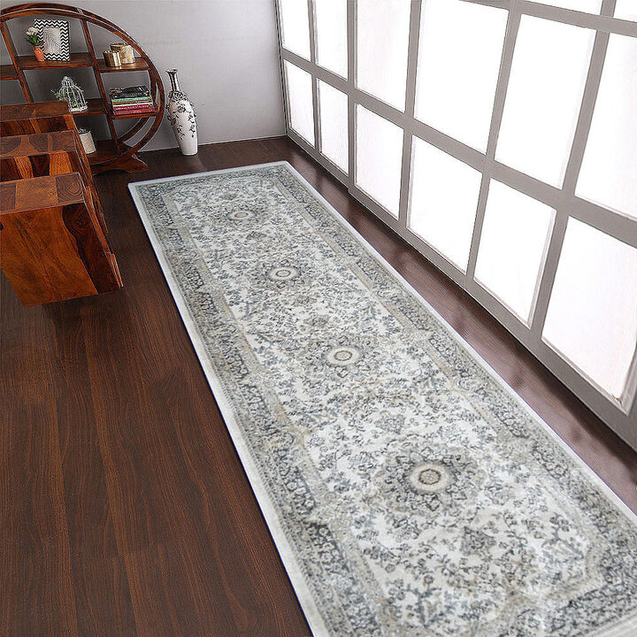 RUGSOTIC CARPETS MACHINE MADE POLYESTER AREA RUGS  - 2'6''x9'10'', Runner Shape, Multicolor Color, Classic Oriental Traditional  Design, Low Pile Machine Made Area Rugs (M00107)