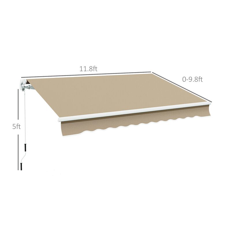 Beige Sun Blocker: 12'x10' Manual Retractable Patio Awning