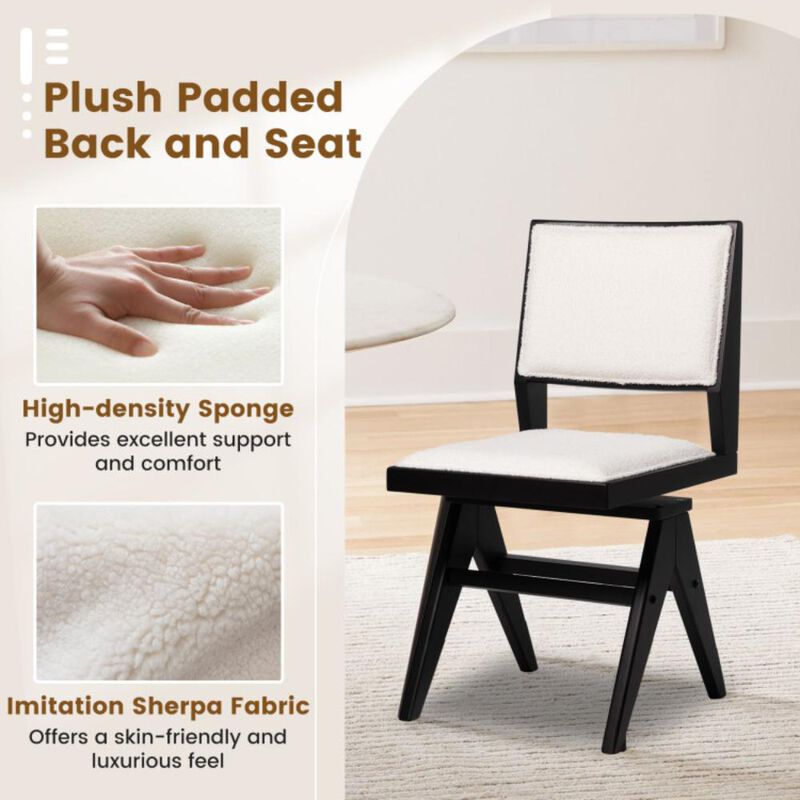 Hivvago Swivel Wooden Dining Chair Set of 2 with Rubber Wood Frame and Padded Seat-Black