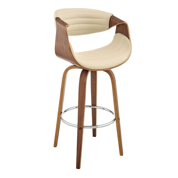 Arya Swivel Counter Stool in Faux Leather and Wood