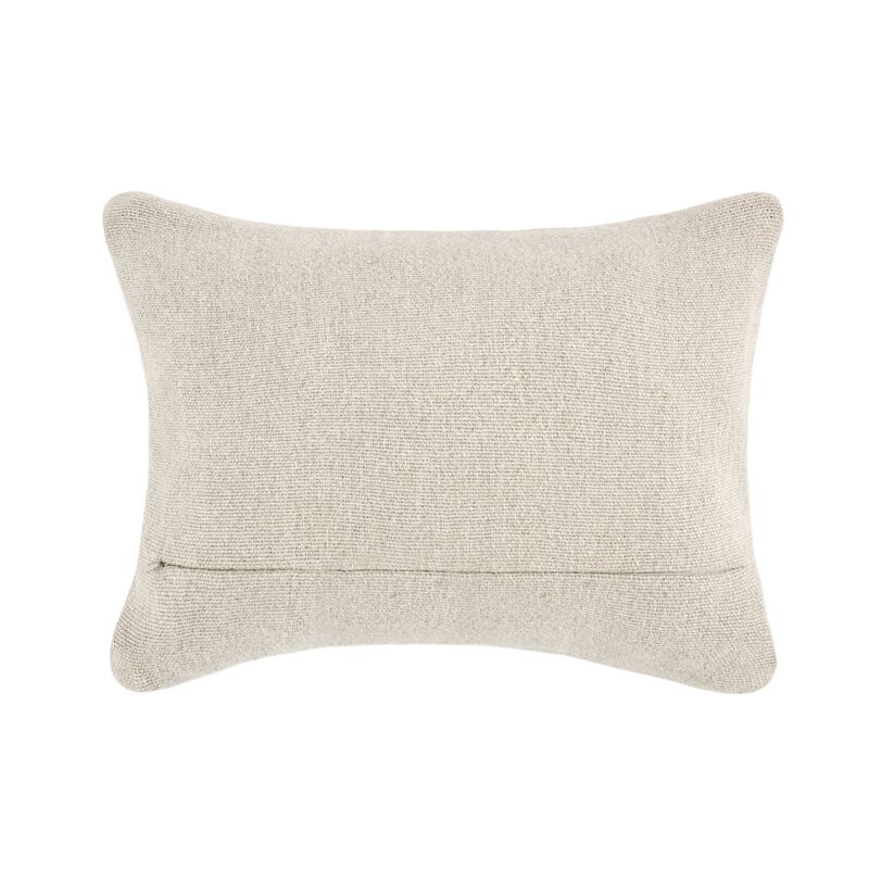 Alar Lumbar Throw Pillow, 12x16 Inch Woven Basket Pattern Hide Leather - Benzara
