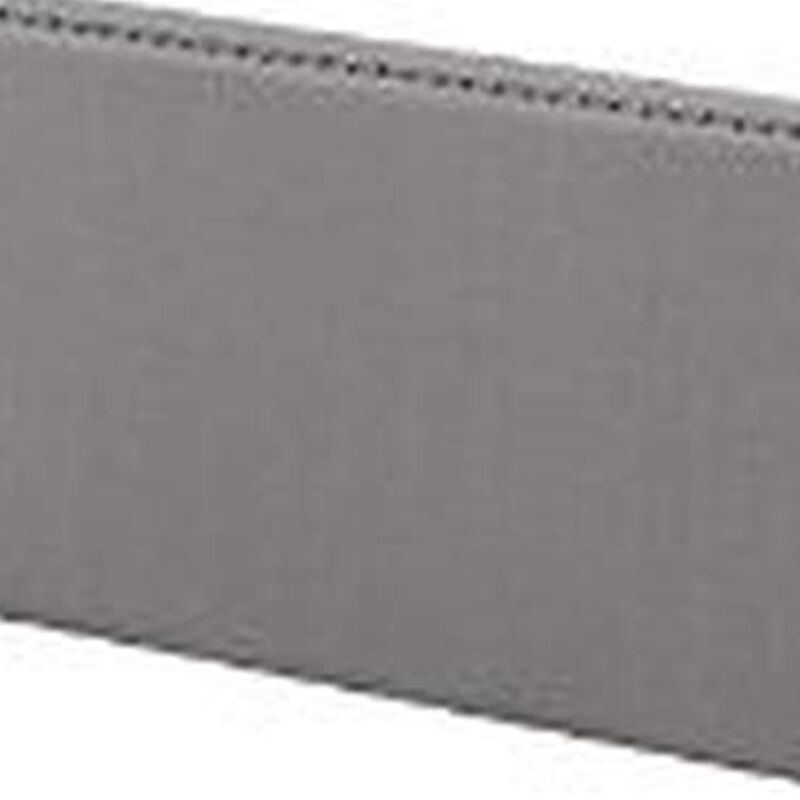 Queen Size Bed with Fabric Upholstery and Nailhead Accent, Gray-Benzara