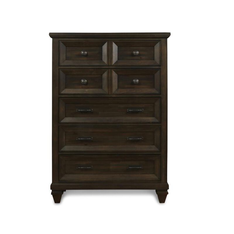 New Classic Furniture Furniture Sevilla Solid Wood 5-Drawer Chest in Walnut