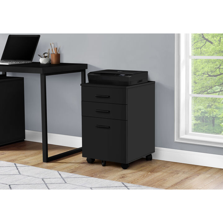 Monarch Specialties I 7781 File Cabinet, Rolling Mobile, Storage Drawers, Printer Stand, Office, Work, Laminate, Black, Contemporary, Modern