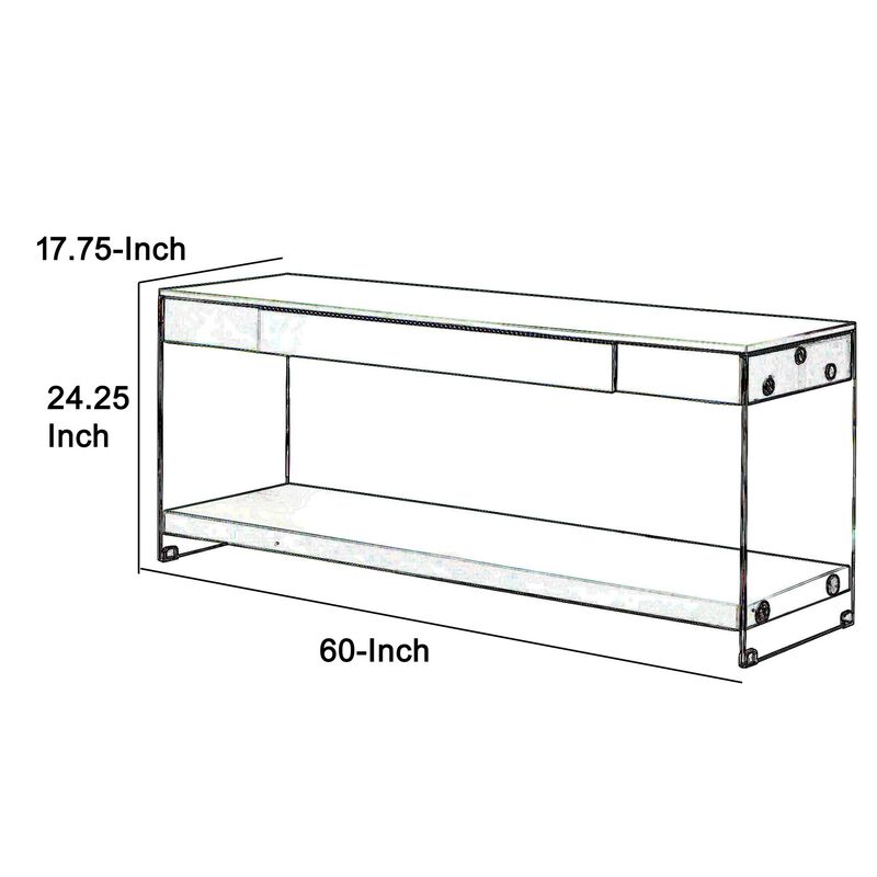 Contemporary Style Plastic TV Stand with Glass Side Panels, White-Benzara