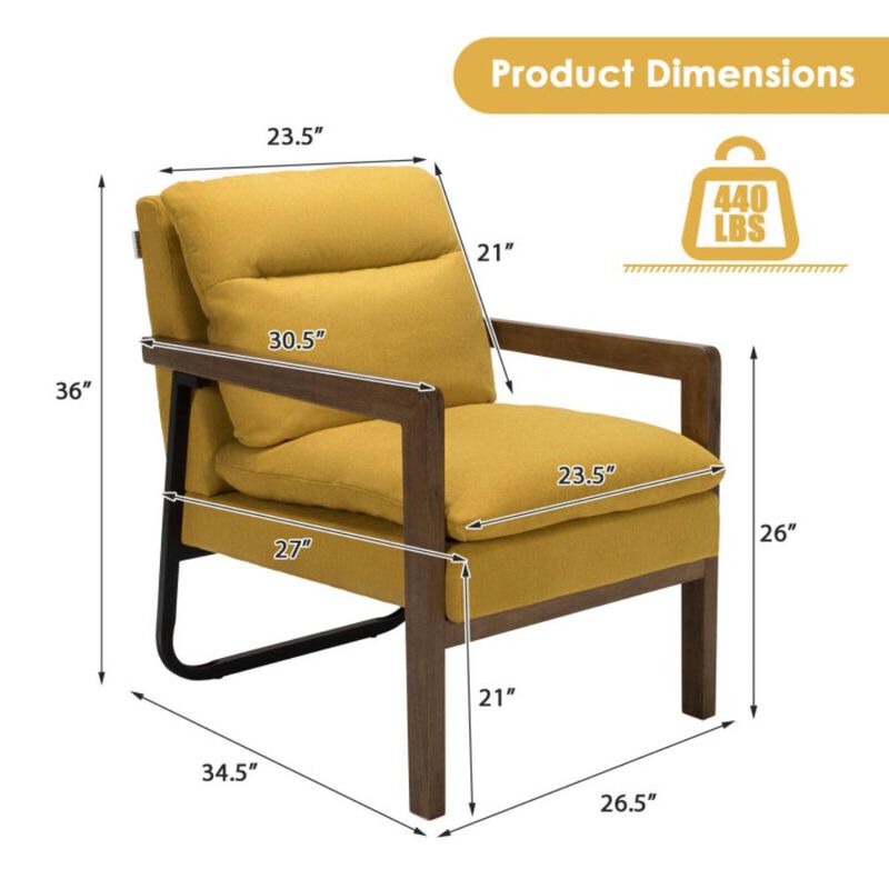 Hivvago Single Sofa Chair with Extra-Thick Padded Backrest and Seat Cushion