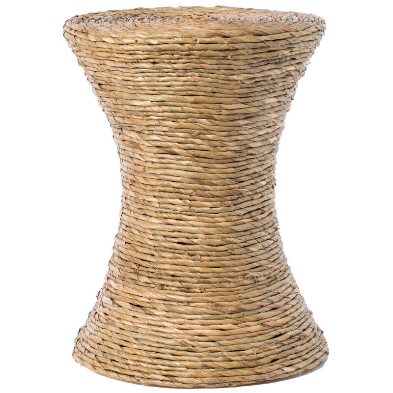Decorative Round Wicker Side Table Hourglass Shape