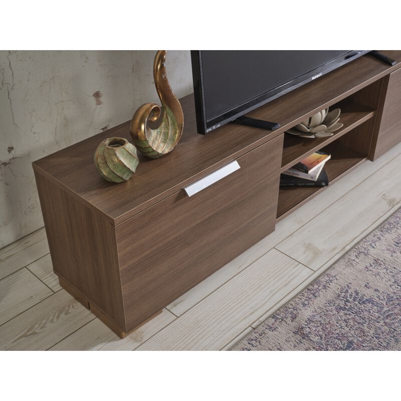Store April Mid Century Modern TV Stand 2 Door Cabinets 2 Shelves 66 Inch TV Unit