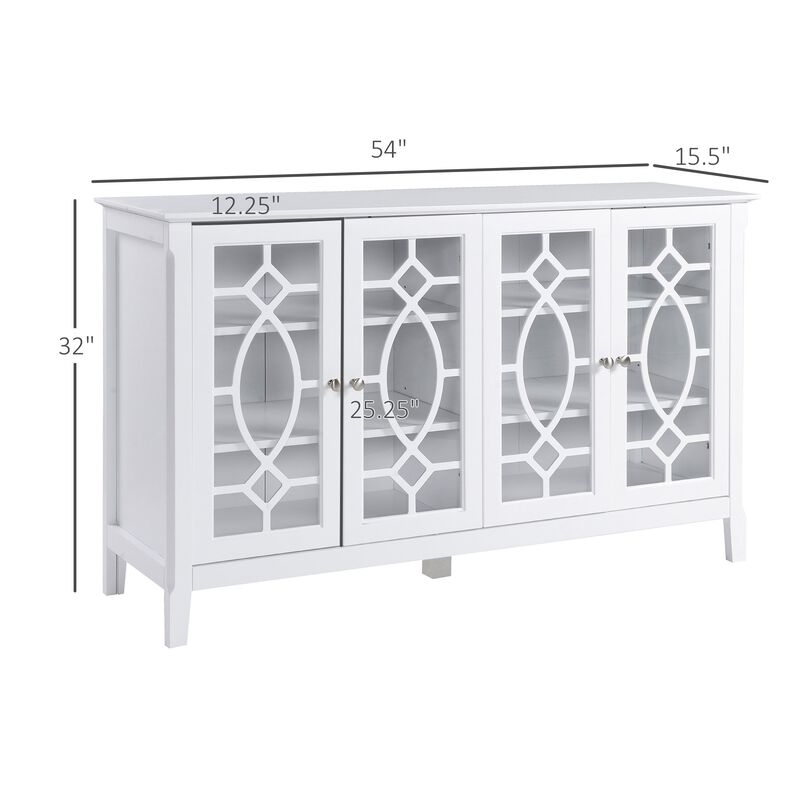White Kitchen Buffet: Cabinet with Glass Doors for Dining Area