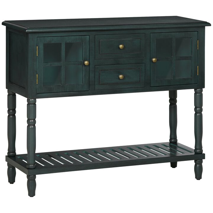 Vintage Blue Entryway: Console Table with Drawers & Cabinets