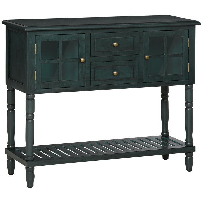 Vintage Blue Entryway: Console Table with Drawers & Cabinets