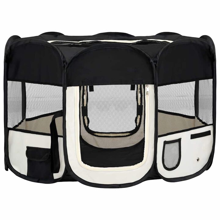 Foldable Dog Playpen with Carrying Bag Blue 43.3"x43.3"x22.8"