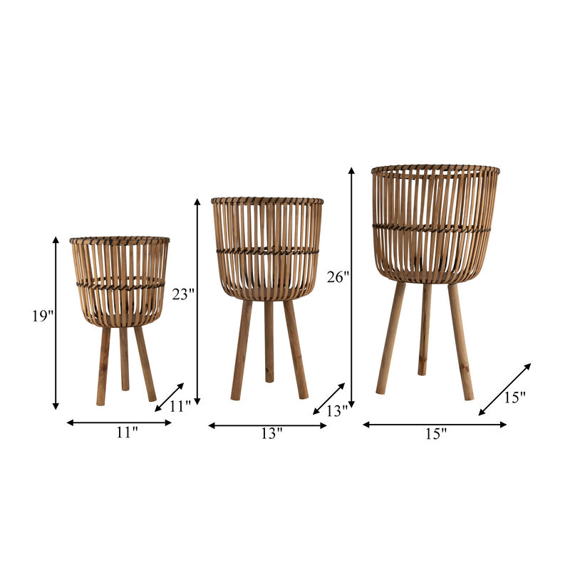 Bamboo Footed Planters, Natrl