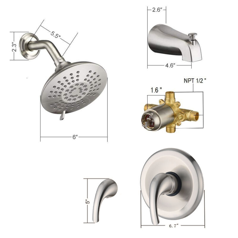 Single Handle Tub Spout And 5-Functions Shower Head Set (Valve Included)