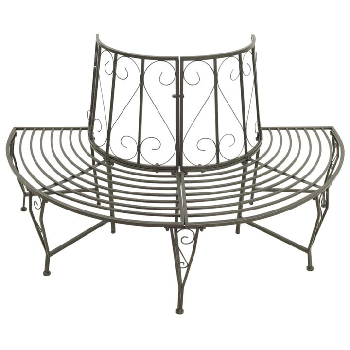 vidaXL Garden Half Round Tree Bench 63" Steel