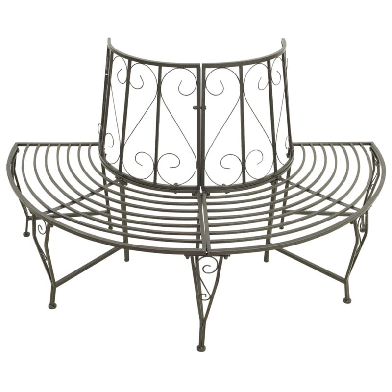 vidaXL Garden Half Round Tree Bench 63" Steel