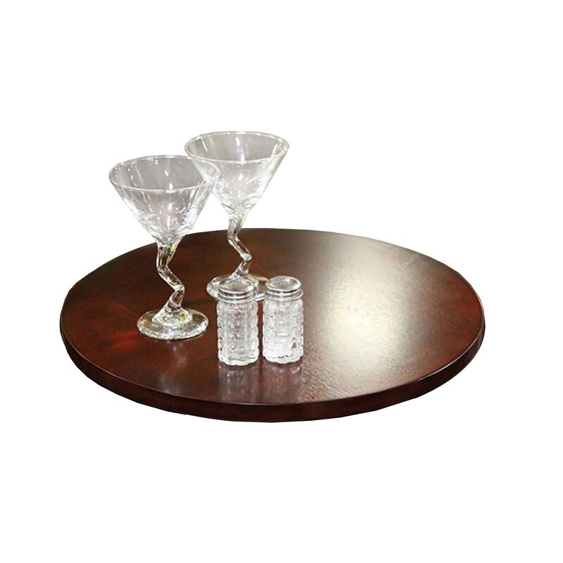 18 Inch Wood Top Lazy Susan, Espresso Brown-Benzara