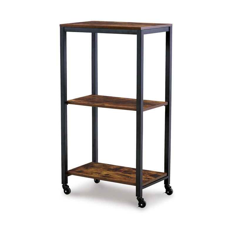 Serving Bar Cart, 2 Storage Shelves, 24 Inch Black Metal - Benzara
