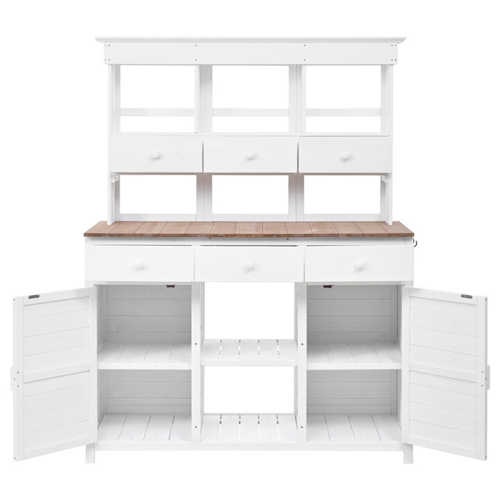 Merax Patio Garden Potting Bench Table with Hutch