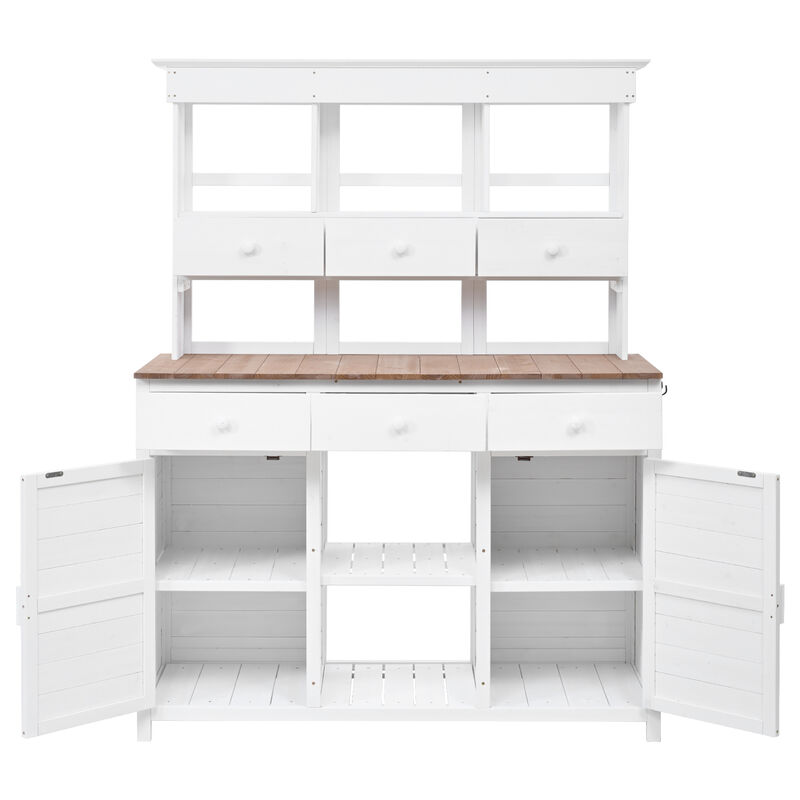 Merax Patio Garden Potting Bench Table with Hutch