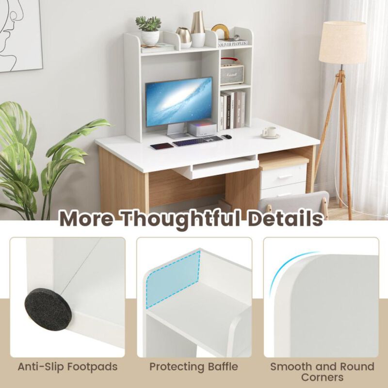 Hivvago 3-Tier Multipurpose Desk Bookshelf with 4 Shelves