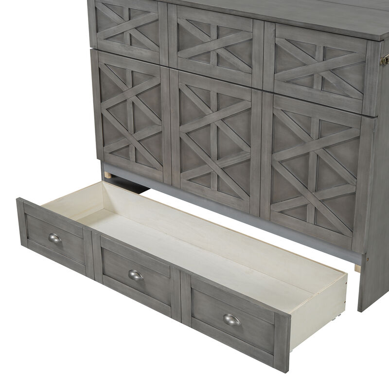 Merax Murphy Bed Cabinet with A Large Drawer