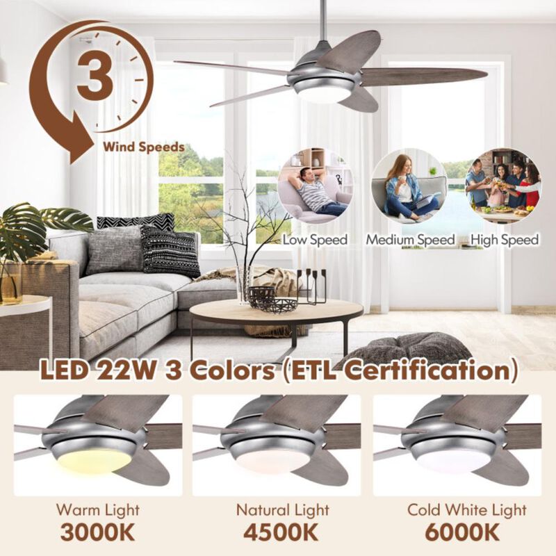 Hivvago 52 Inch Ceiling Fan with Lights and 3 Wind Speeds