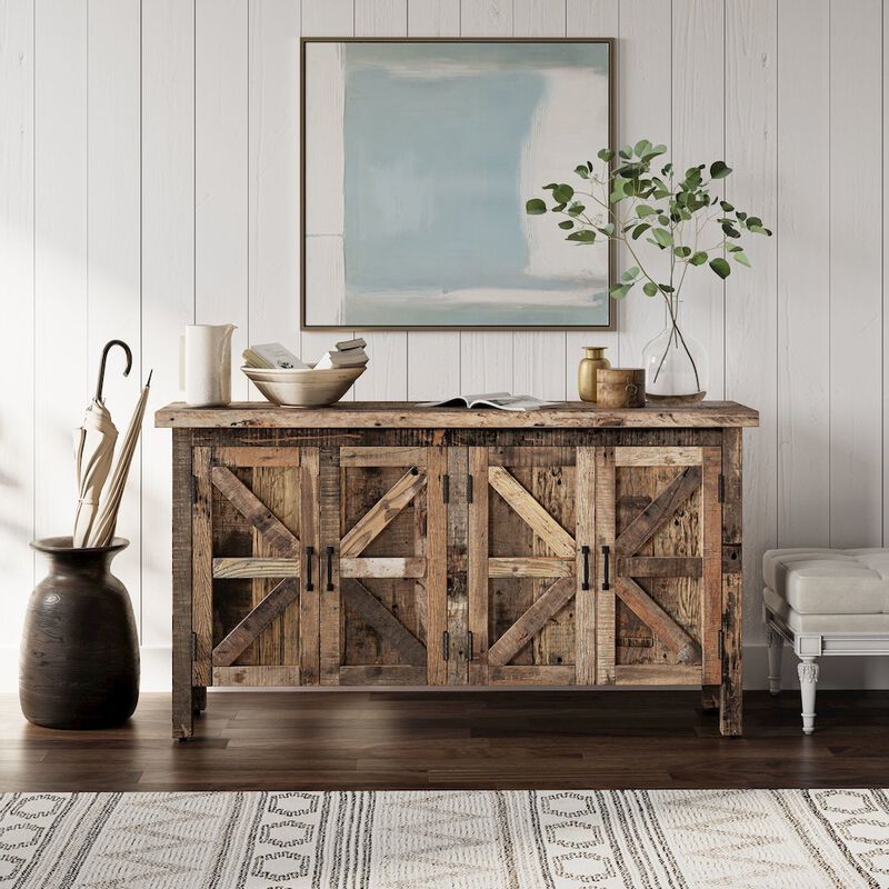 Jofran Eden Prairie Rustic Reclaimed Wood 60 Accent Cabinet