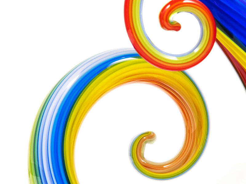Hand Blown Treble Sommerso Art Glass Sculpture