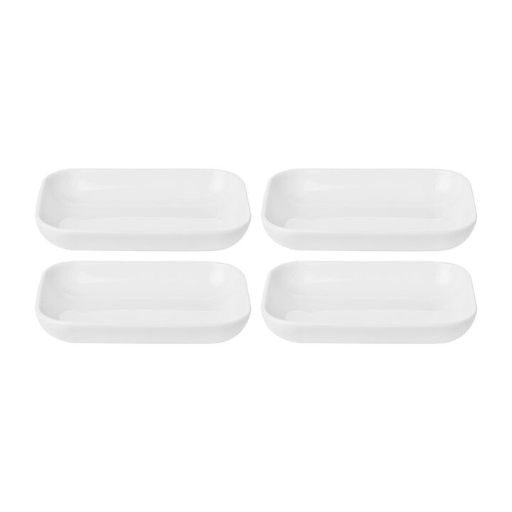Porcelain Santa Monica 5.5" x 4" x h:1" Rectangular White Porcelain Platter (Set of 4)