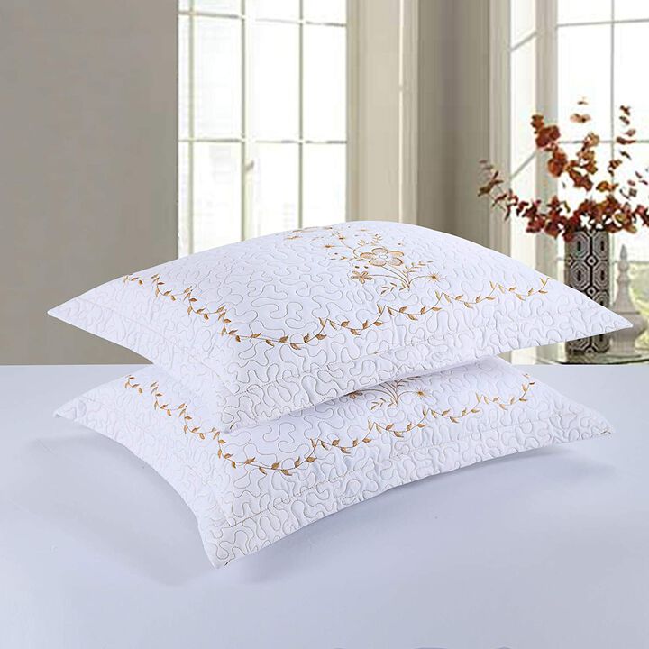 Marcielo 2 Pcs Embroidered Floral Pillow Shams