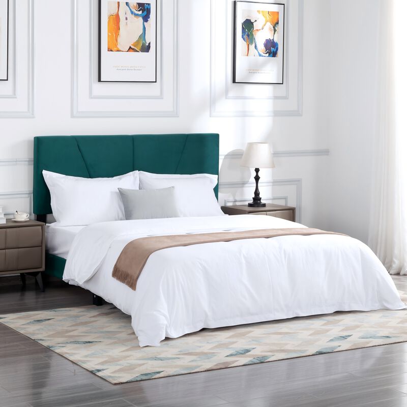 Wood Frame Queen Upholstered Platform Bed