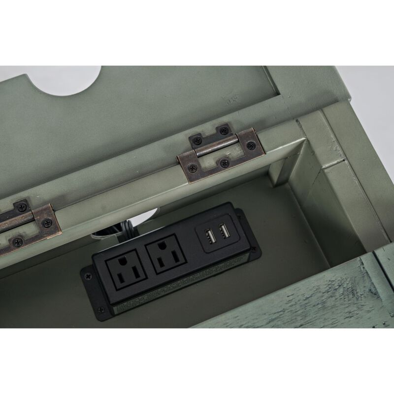 Jofran Inc. Rustic Shores Farmhouse USB Charging End Table with Storage, Surfside