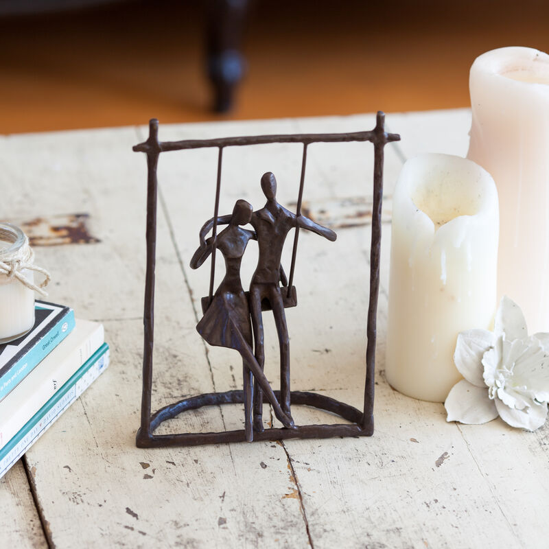 Couple on a Swing Cast Bronze Sculpture