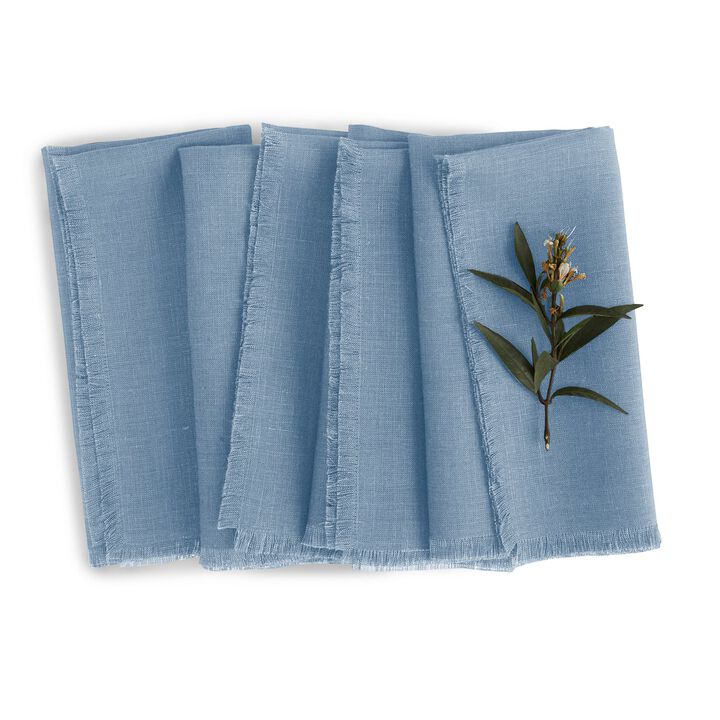 Solino Home 100% Pure Linen Cloth Napkins 20 x 20 Inch Set of 4 | Fringe Dinner Napkins