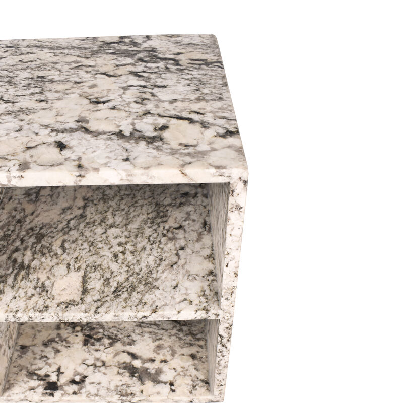 Sloane 16" Modern Natural Marble Handmade Rectangular 2-Shelf End Table