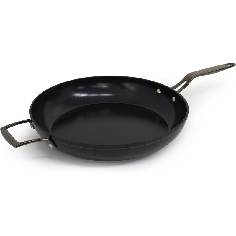 Blu. Cookware 12.6” Induction Frying Pan, Non-Toxic, Durable Non-Stick Ceramic, PFA/PFOA-Free, Suitable for All Cooktops, Includes Bamboo Brush