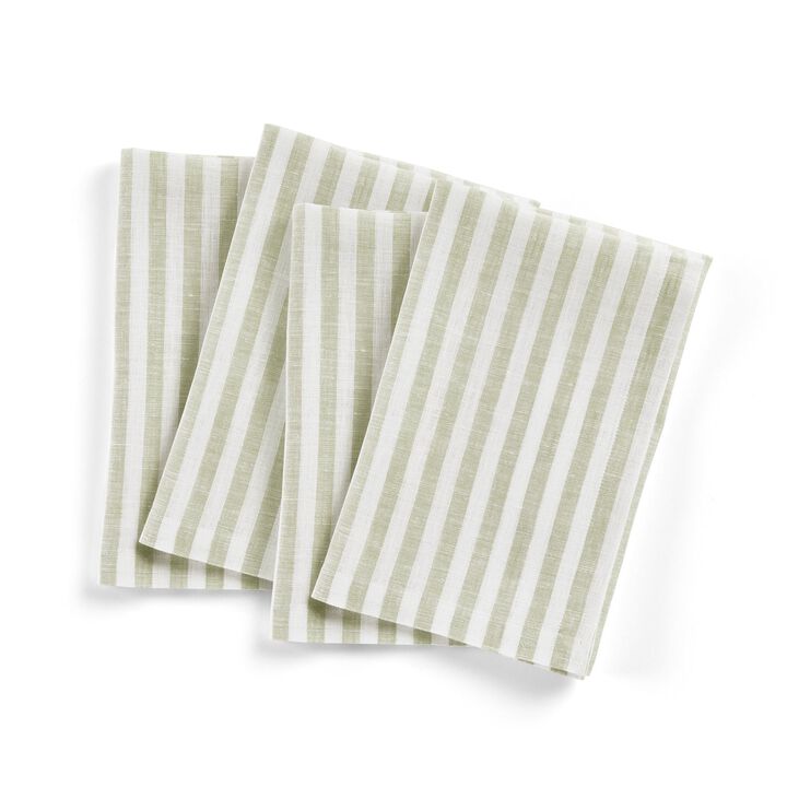 Solino Home 100% Pure Linen Dinner Napkins 20 x 20 Inch Set of 4 | Amalfi Stripe