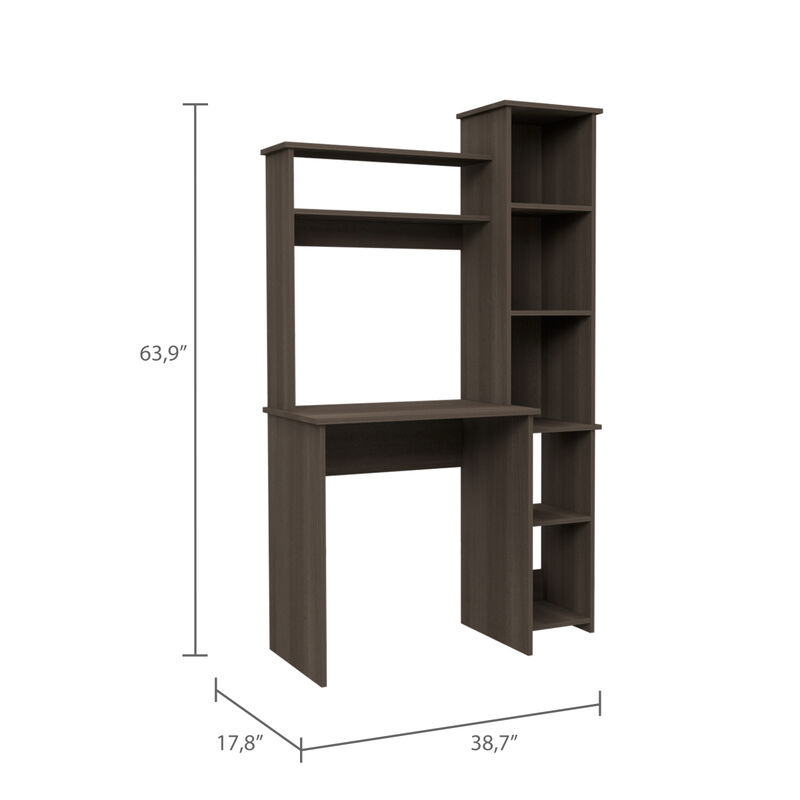 Versailles Writintg Desk, Two Superior Shelves, Five Cubbies - Smokey Oak
