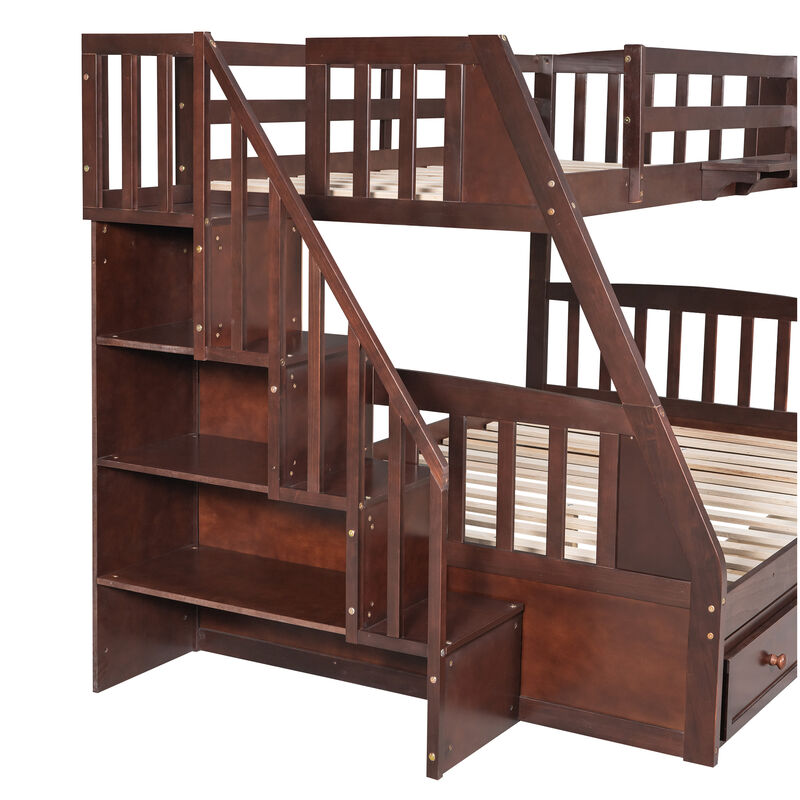 Merax Twin-Over-Full Bunk Bed with Drawers