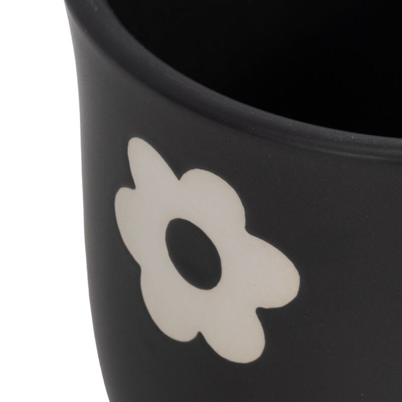 6" Flower Power Planter, Black/white