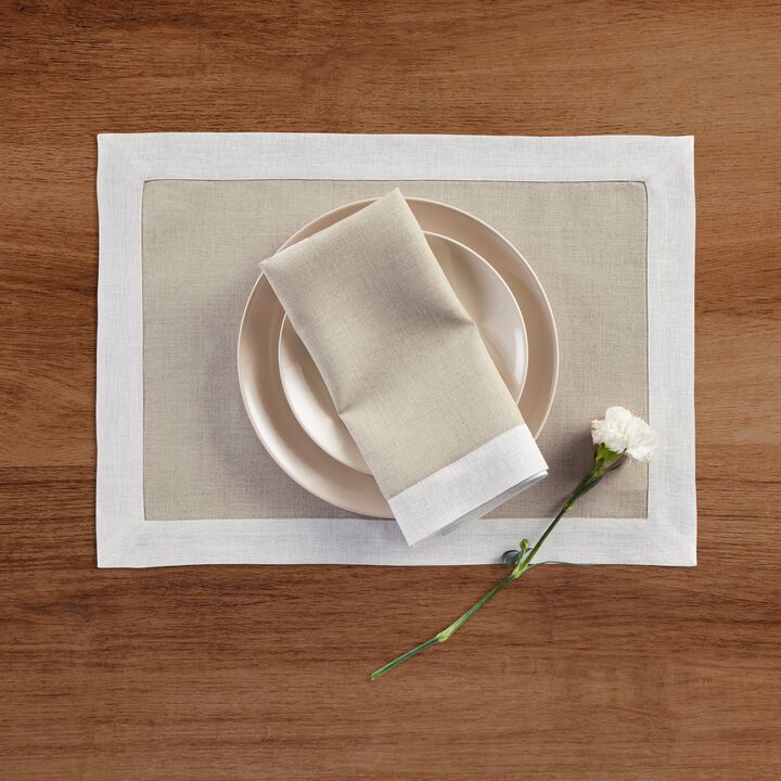 Solino Home 100% Pure Linen 14 x 19 Inch Placemats Set of 4 | Festive Edge