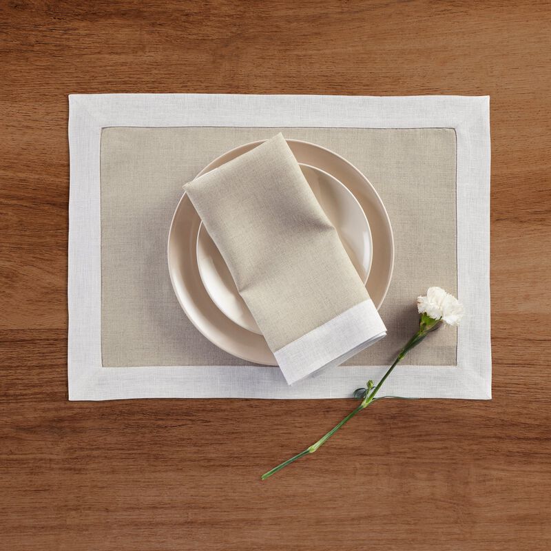 Solino Home 100% Pure Linen 14 x 19 Inch Placemats Set of 4 | Festive Edge